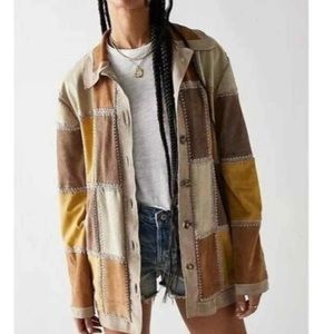 Free People Edie Crochet Patchwork Chore Jacket